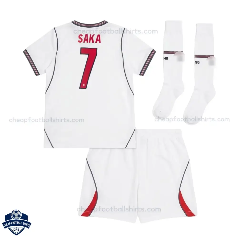 England World Cup 2026 Home Kids Football Kit SAKA 7 - Back view