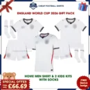 England World Cup 2026 Gift Pack – Home Dad Shirt and 2 Kids Football Kits