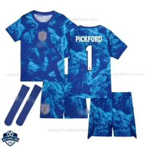 England World Cup 2026 Blue Goalkeeper Kids Cheap Football Kit – PICKFORD 1 with socks