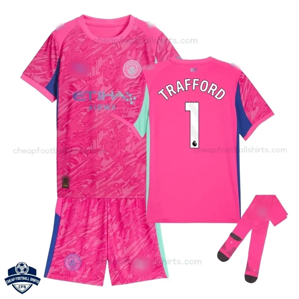 Manchester City TRAFFORD 1 Pink Goalkeeper Kids Cheap Football Kit 2025/26_Overview