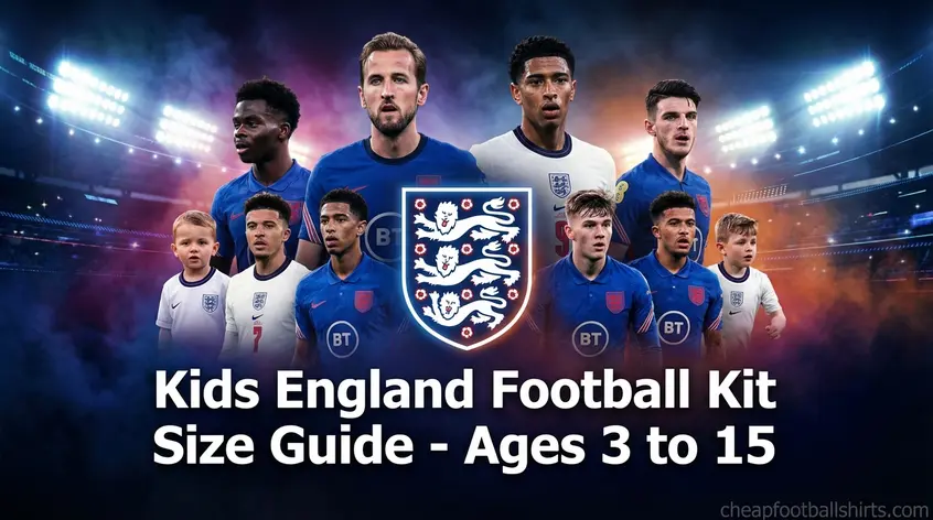 Kids England Football Kit Size Guide - Ages 3 to 15