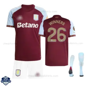 Aston Villa WINNERS 26 Home Kids Cheap Football Kit 2025/26 - overview
