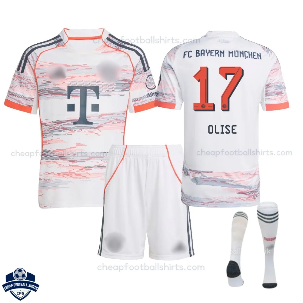 Bayern Munich OLISE 17 Away Kids Cheap Football Kit 2025/26