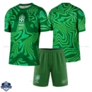 Brazil World Cup 2026 Green Goalkeeper Kids Cheap Football Kit - overview