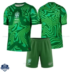 Brazil World Cup 2026 Green Goalkeeper Kids Cheap Football Kit - overview