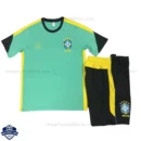 Brazil World Cup 2026 Green Training Kids Cheap Football Kit - Front View