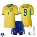 Brazil World Cup 2026 JOÃO PEDRO 9 Home Kids Cheap Football Kit - overview