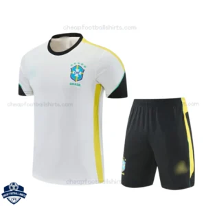 Brazil World Cup 2026 White Training Kids Cheap Football Kit - Front View