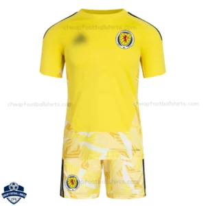 Mexico World Cup 2026 Yellow Goalkeeper Kids Cheap Football Kit - front view