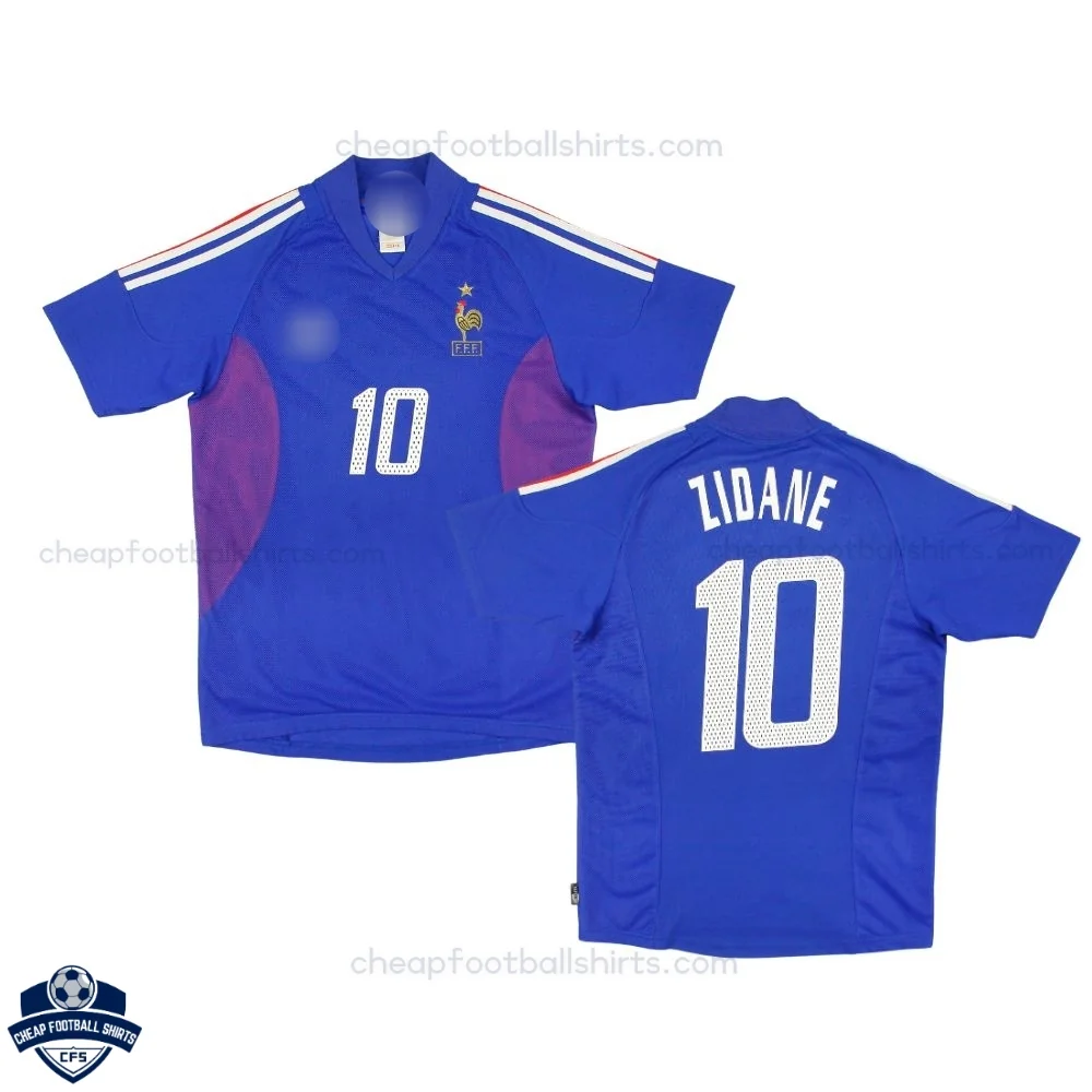 ウェア 2002 FRANCE ZIDANE  shirt Retro France Home Men Cheap Football Shirt 2002 - ZIDANE 10
