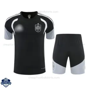 Spain World Cup 2026 Black Training Kids Cheap Football Kit - Front View