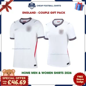 England World Cup 2026 Couple Gift Pack – Home Men and Women Football Shirts