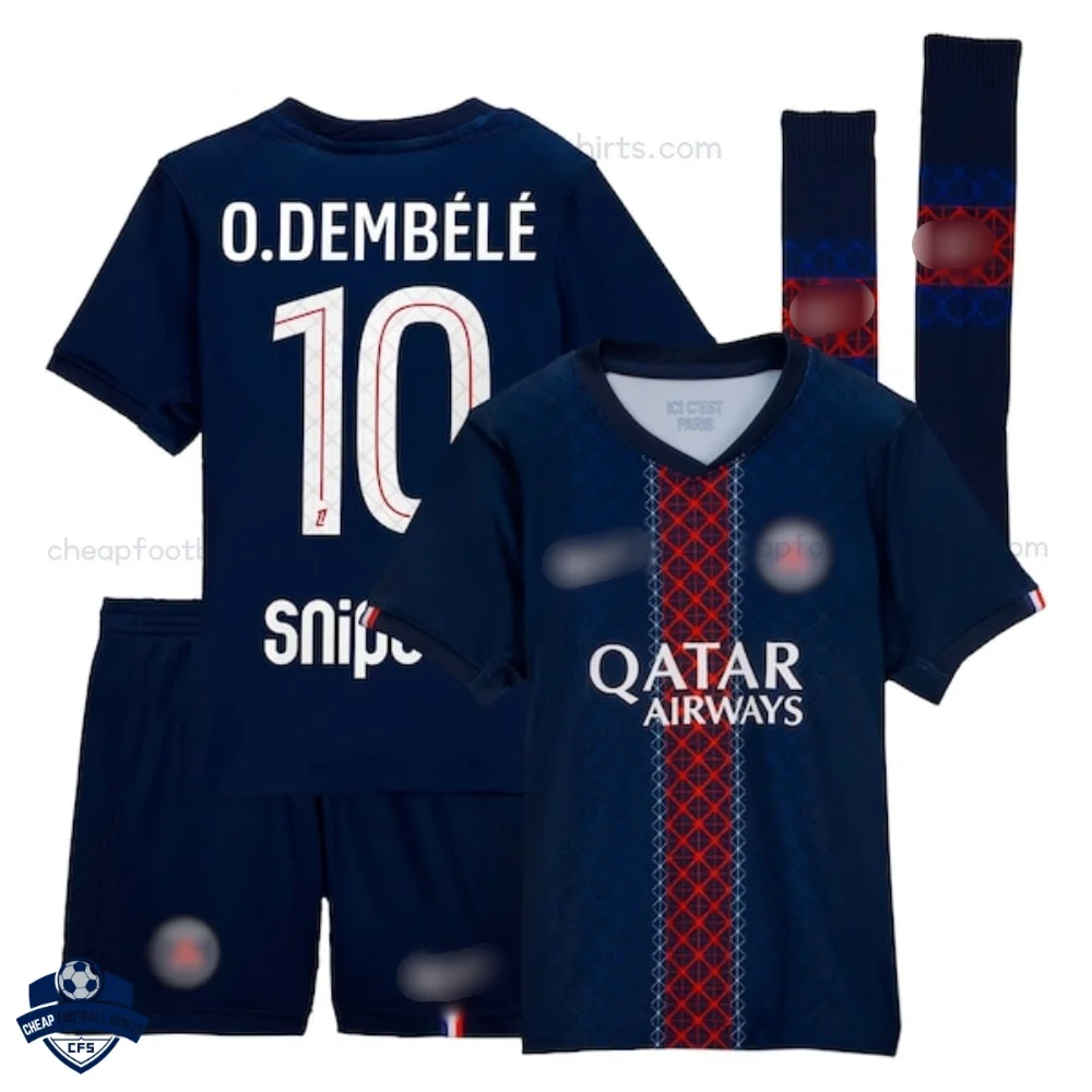 PSG Home Kids Football Kit 25/26 O.DEMBÉLÉ 10 - Cheap Football Shirts