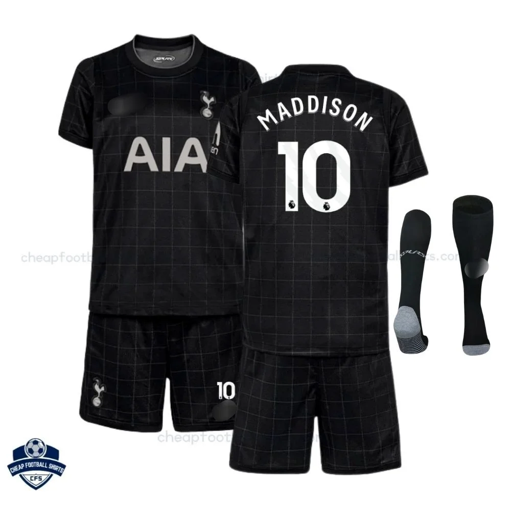 Tottenham Hotspur MADDISON 10 Away Kids Cheap Football Kit 2025/26 - Overview with socks