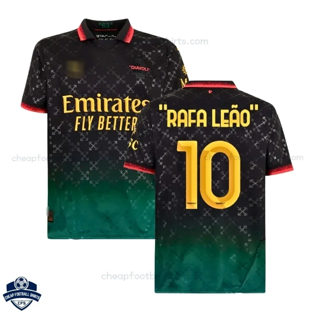 AC Milan Black Fourth RAFA LEÃO 10 Men Football Shirt 24/25 - Front View