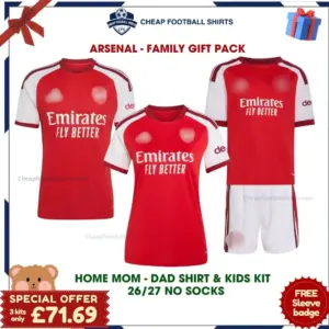 Arsenal 2026/27 Gift Pack – Home Dad and Mom Shirts and Kit