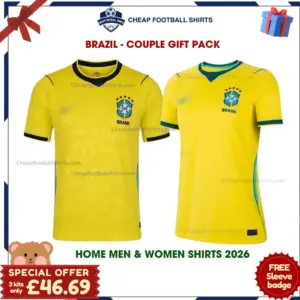 Brazil World Cup 2026 Couple Gift Pack – Home Men and Women Football Shirts