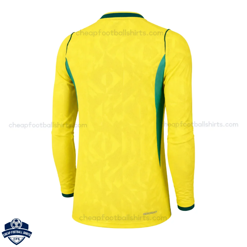 Brazil World Cup 2026 Home Men Cheap Football Shirt Long Sleeve - back view