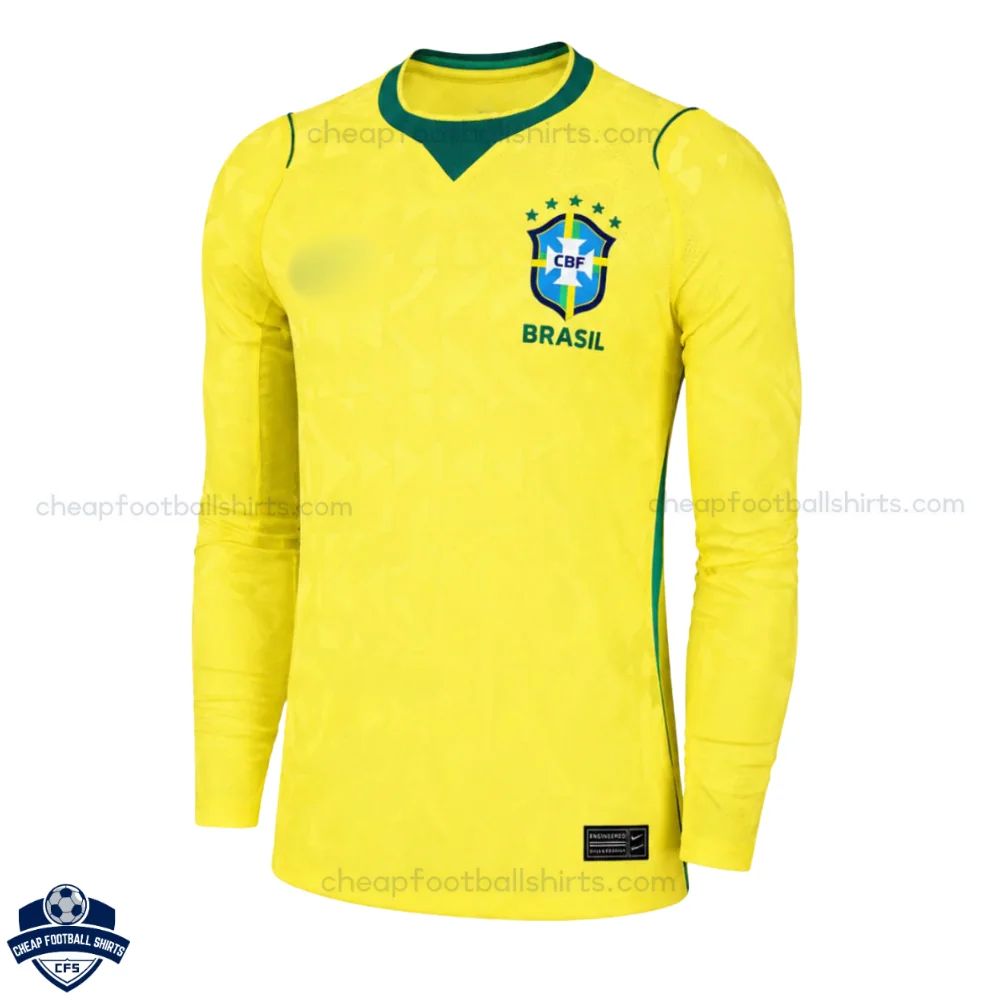 Brazil World Cup 2026 Home Men Cheap Football Shirt Long Sleeve - front view