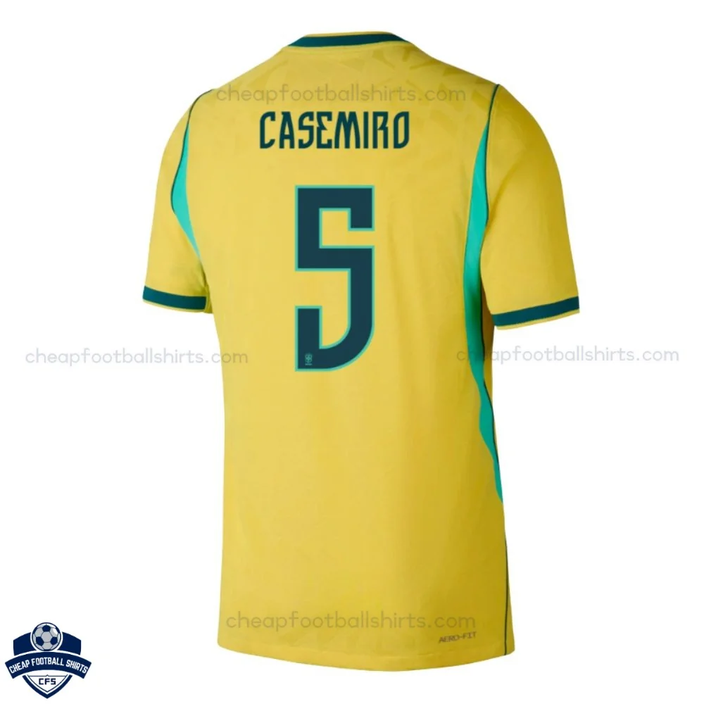 Brazil World Cup 2026 Home Men Cheap Football Shirt - CASEMIRO 5 - back view