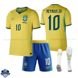 Brazil World Cup 2026 Home Kids Cheap Football Kit - NEYMAR JR 10 - overview
