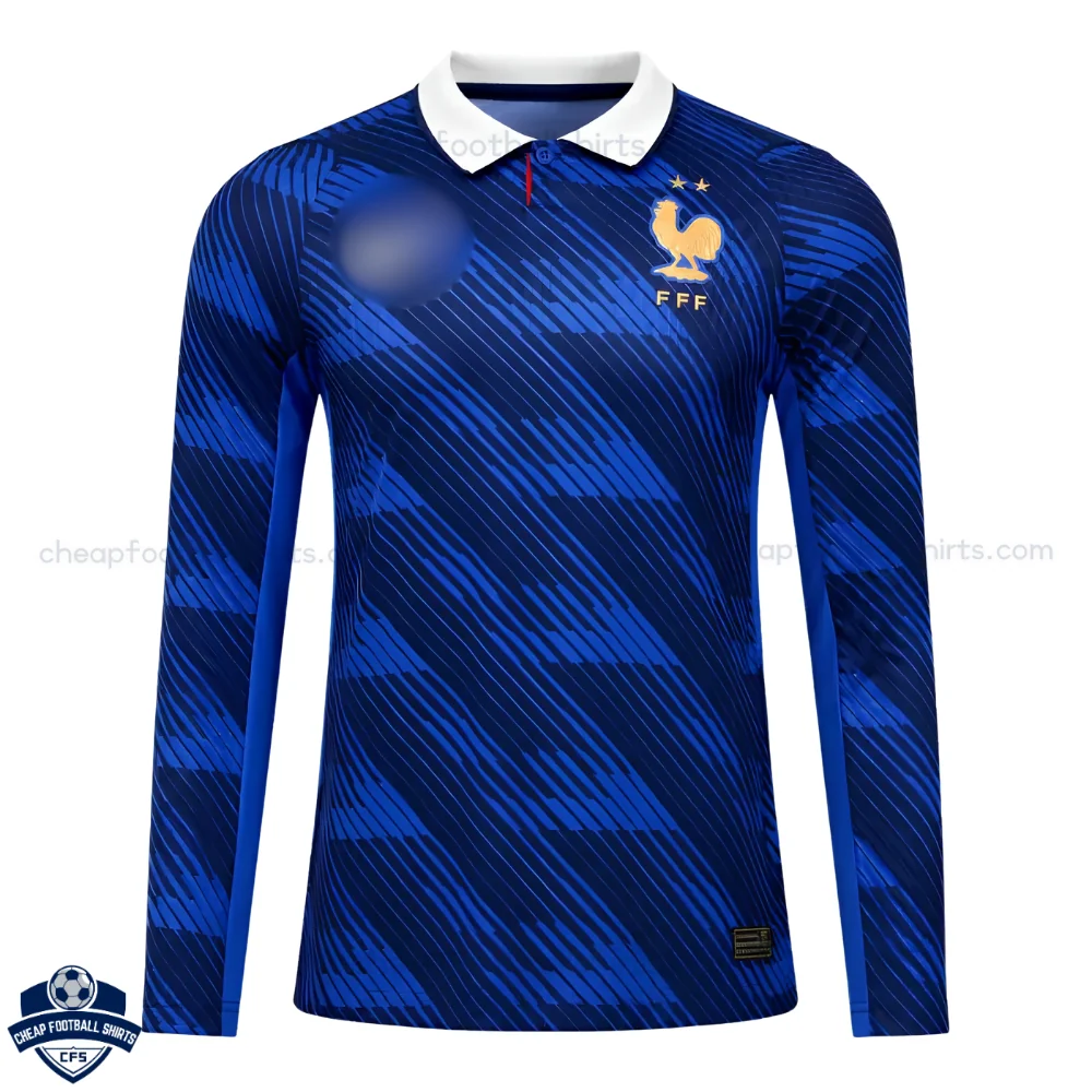 France World Cup 2026 Home Men Cheap Football Shirt Long Sleeve - front view