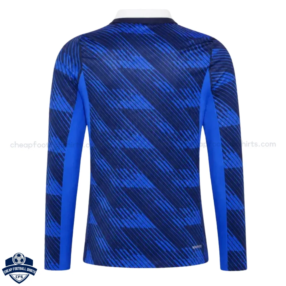 France World Cup 2026 Home Men Cheap Football Shirt Long Sleeve - back view