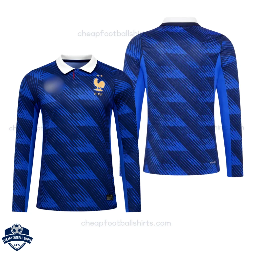 France World Cup 2026 Home Men Cheap Football Shirt Long Sleeve - overview