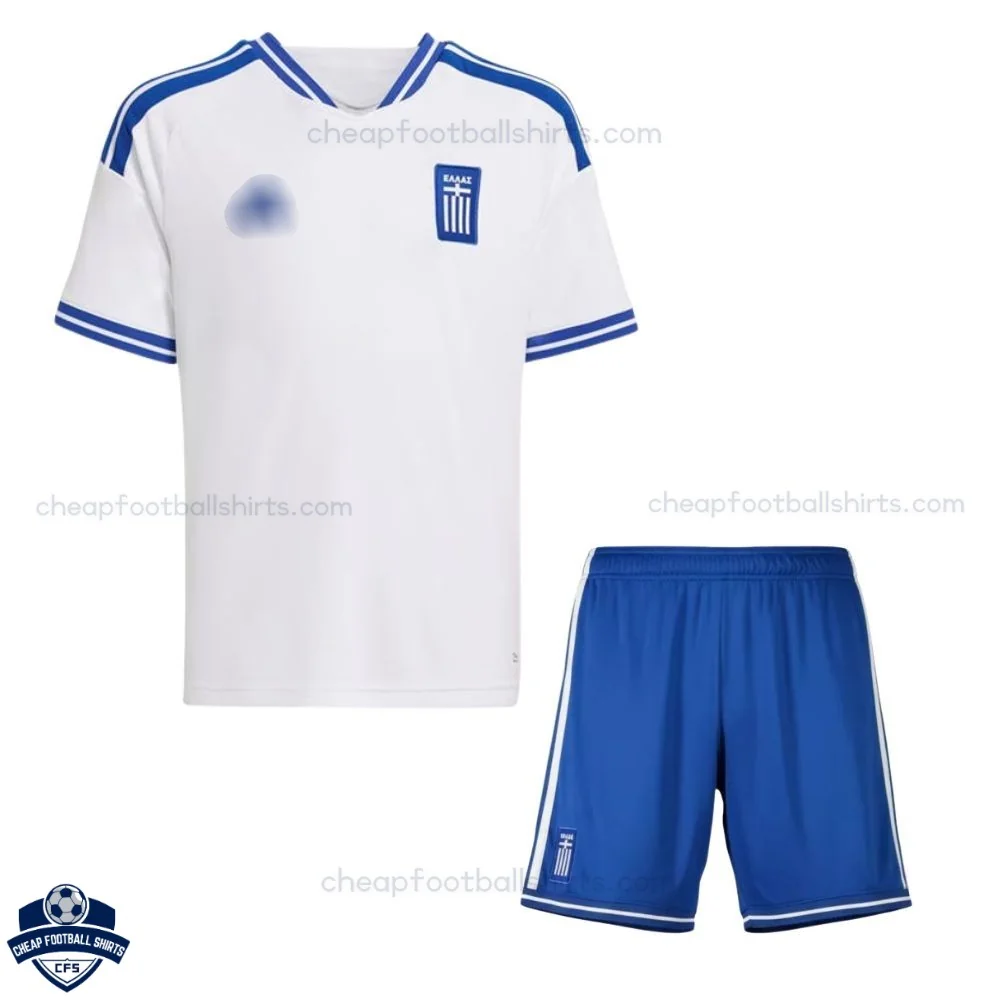 Greece World Cup 2026 Home Kids Cheap Football Kit - front view
