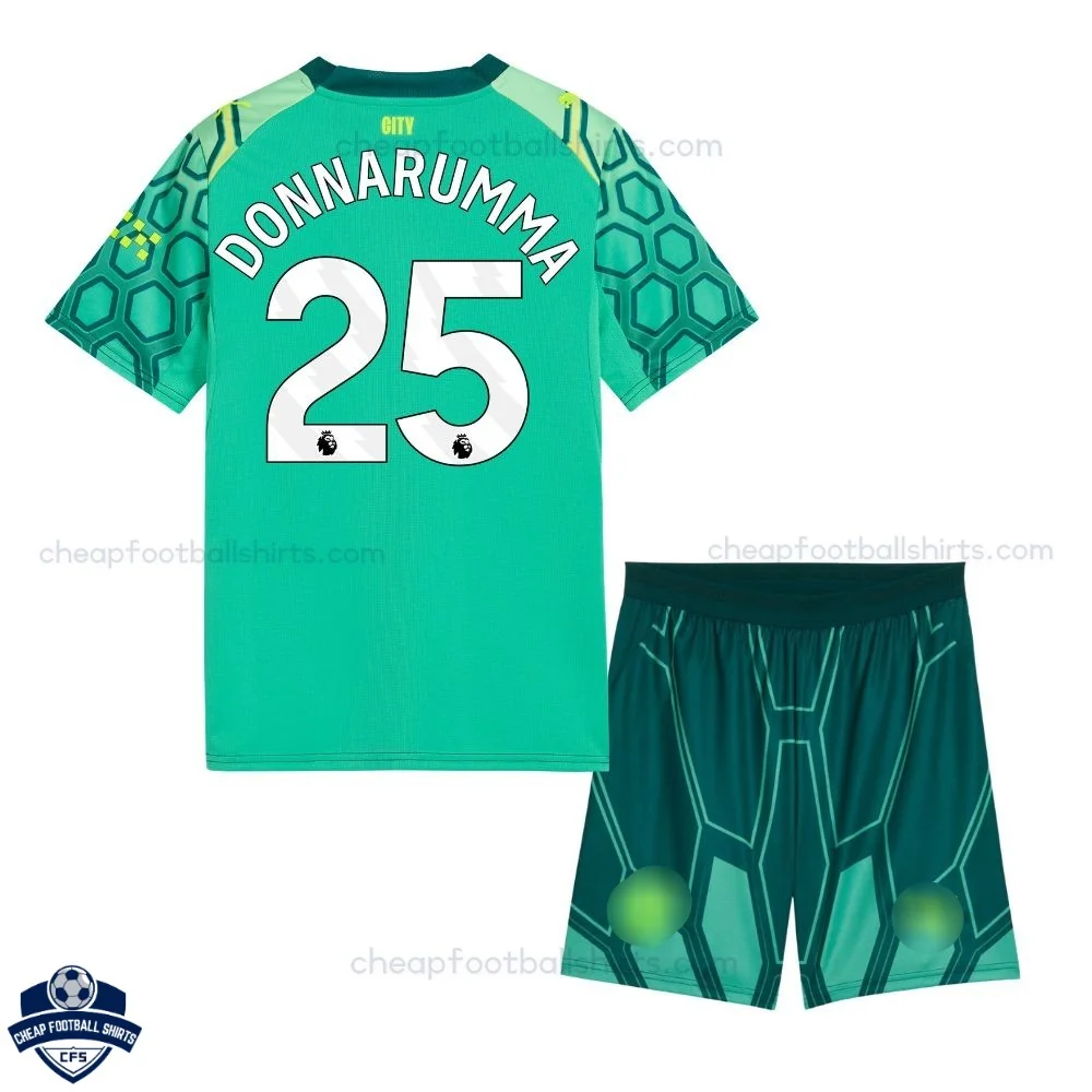 Manchester City Green Goalkeeper Kids Cheap Football Kit 2026/27 - DONNARUMMA 25 - back view