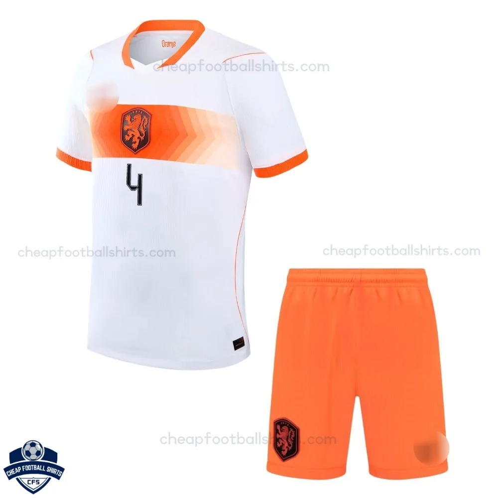 Netherlands World Cup 2026 Away Kids Cheap Football Kit - VIRGIL 4 - Front View