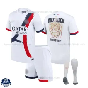 PSG Away Champions of Europe Kids Cheap Football Kit 2025/26 - BACK2BACK 26 overview