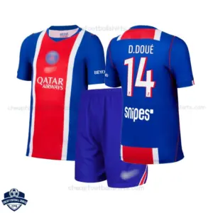 PSG Home Kids Cheap Football Kit 2026/27 - D.DOUÉ 14 - overview