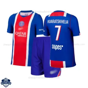 PSG Home Kids Cheap Football Kit 2026/27 - KVARATSKHELIA 7 - overview