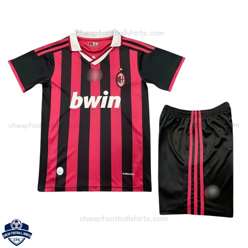 Retro AC Milan Home Kids Cheap Football Kit 2009/10 - front view