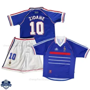 Retro France Home Kids Cheap Football Kit 1998 - ZIDANE 10 - overview