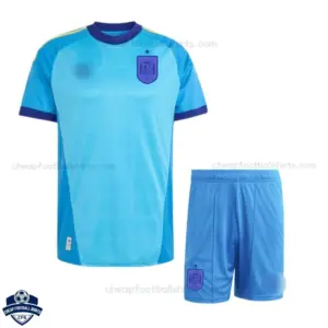Spain World Cup 2026 Blue Goalkeeper for Men and Kids Cheap Football Kit - front view