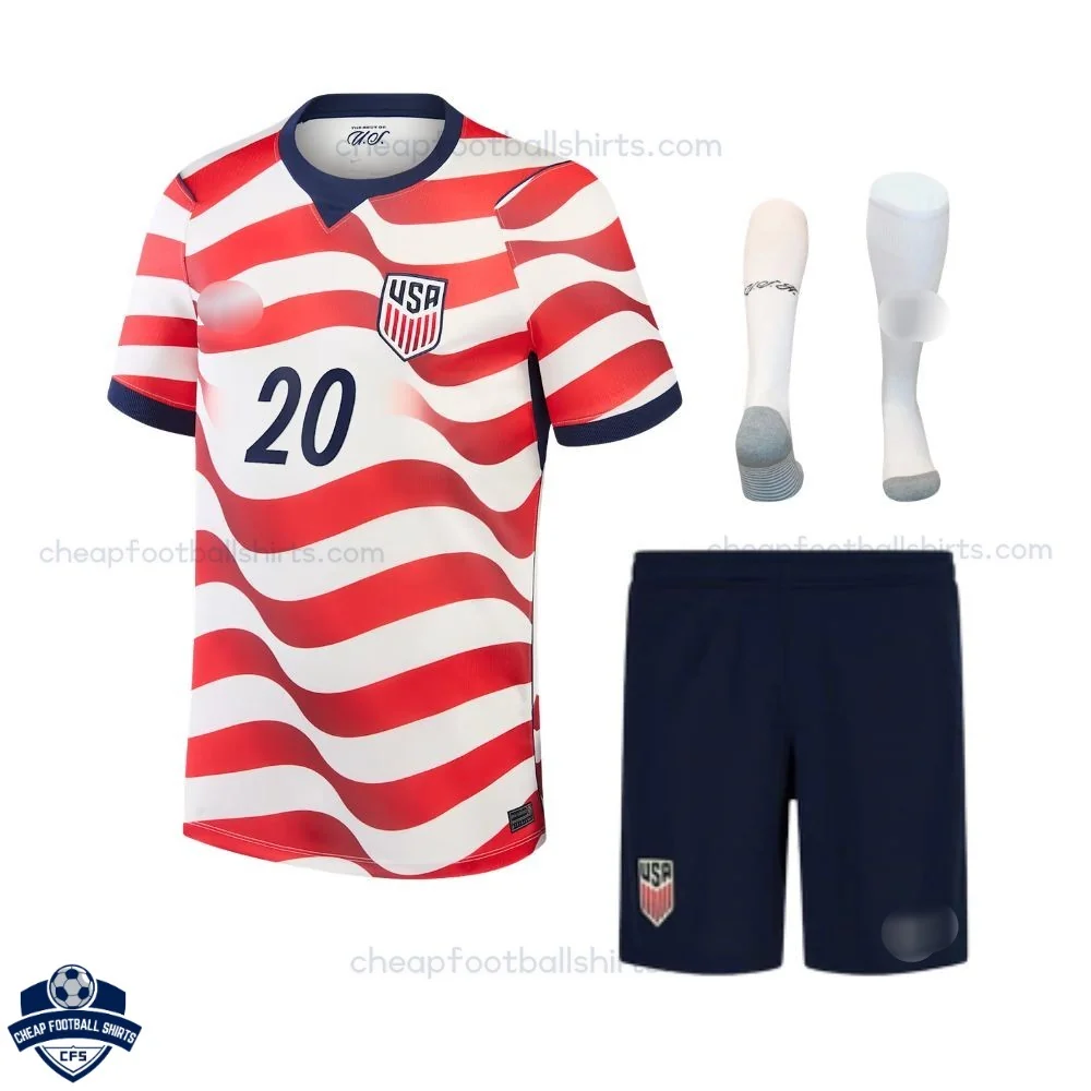 USA World Cup 2026 Home Kids Cheap Football Kit - BALOGUN 20 - front view