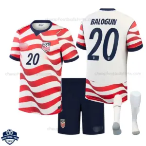 USA World Cup 2026 Home Kids Cheap Football Kit - BALOGUN 20 - overview