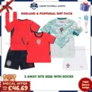 England and Portugal World Cup 2026 Gift Pack - Away Kids Cheap Football Kits (With Socks)