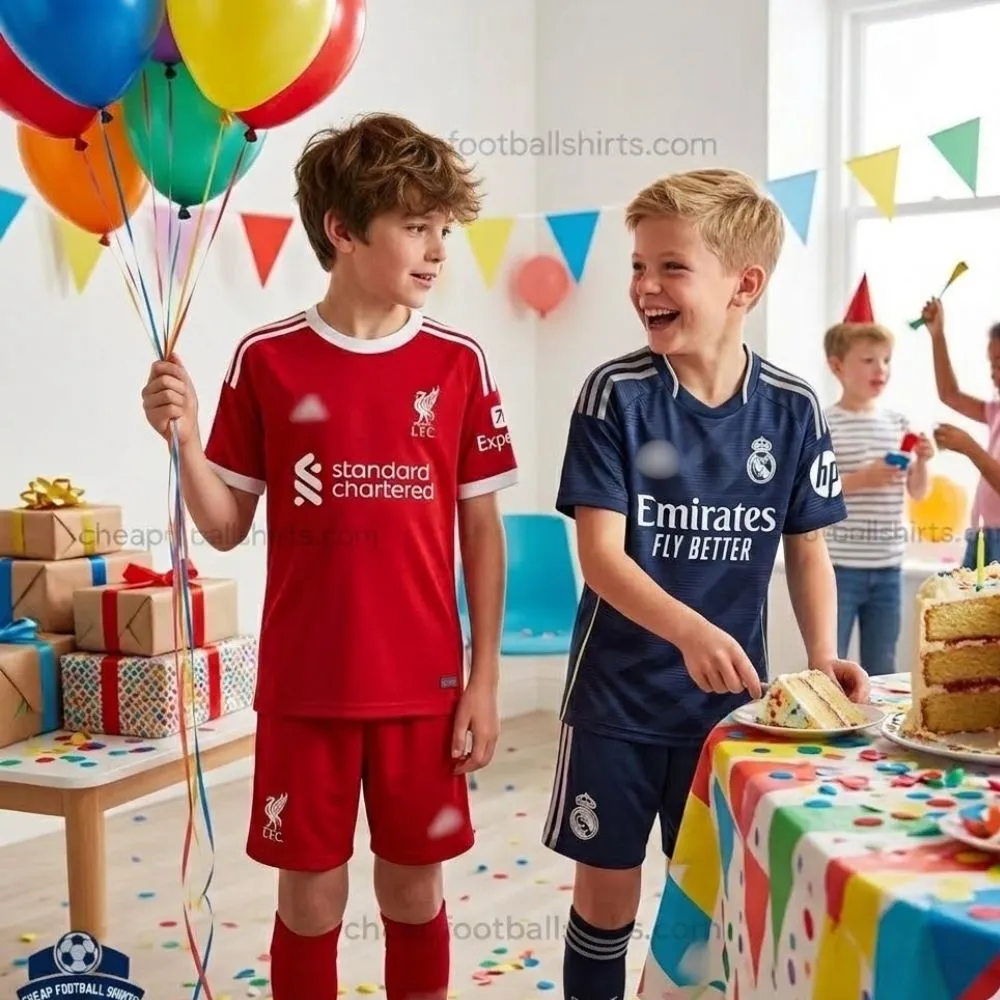 Liverpool and Real Madrid 2025/26 Gift Pack - Home and Away Kids Cheap Football Kits (With Socks)