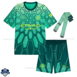 Manchester City Green Goalkeeper Kids Cheap Football Kit 2026/27 - front view