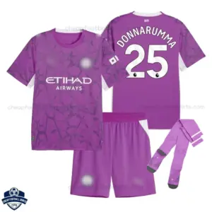 Manchester City Pink Goalkeeper Kids Cheap Football Kit 2026/27 - DONNARUMMA 25 - overview