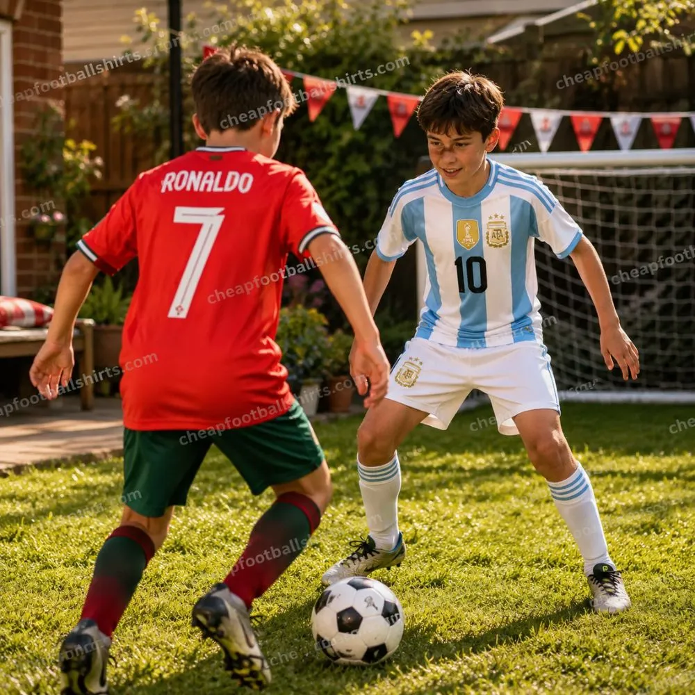 Portugal and Argentina 2024 Gift Pack - Home Kids Cheap Football Kits - RONALDO 7 and MESSI 10