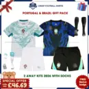 Portugal and Brazil World Cup 2026 Gift Pack - Away Kids Cheap Football Kits (With Socks)