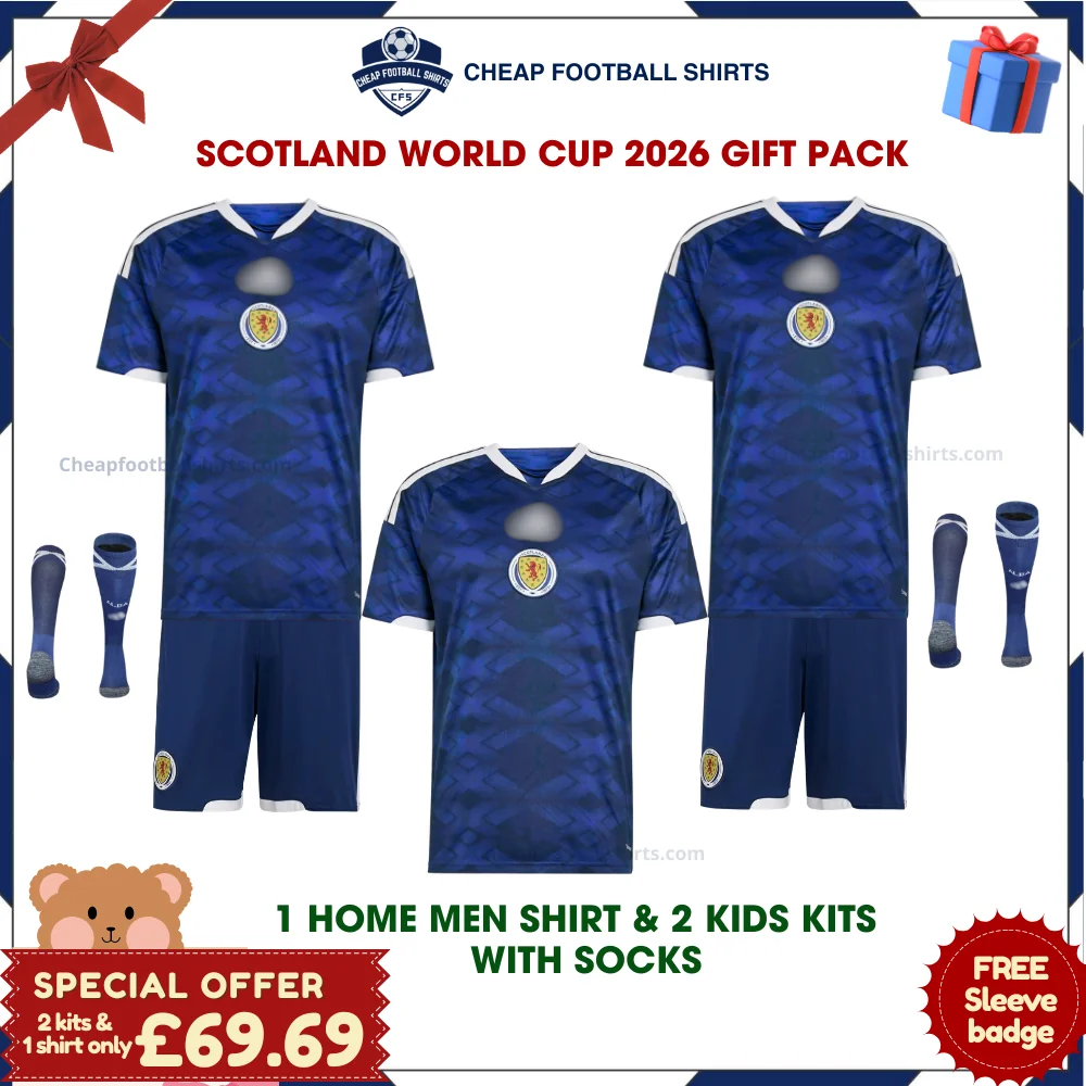 Scotland World Cup 2026 gift pack home dad shirt and 2 kids football kits
