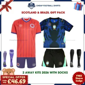 Scotland and Brazil World Cup 2026 Gift Pack - Away Kids Cheap Football Kits (With Socks)