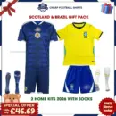 Scotland and Brazil World Cup 2026 Gift Pack - Home Kids Cheap Football Kits (With Socks)