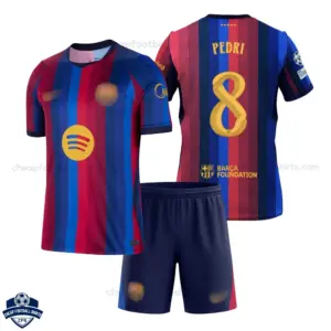 Barcelona Home Kids Cheap Football Kit 2026/27 - PEDRI 8 - Overview
