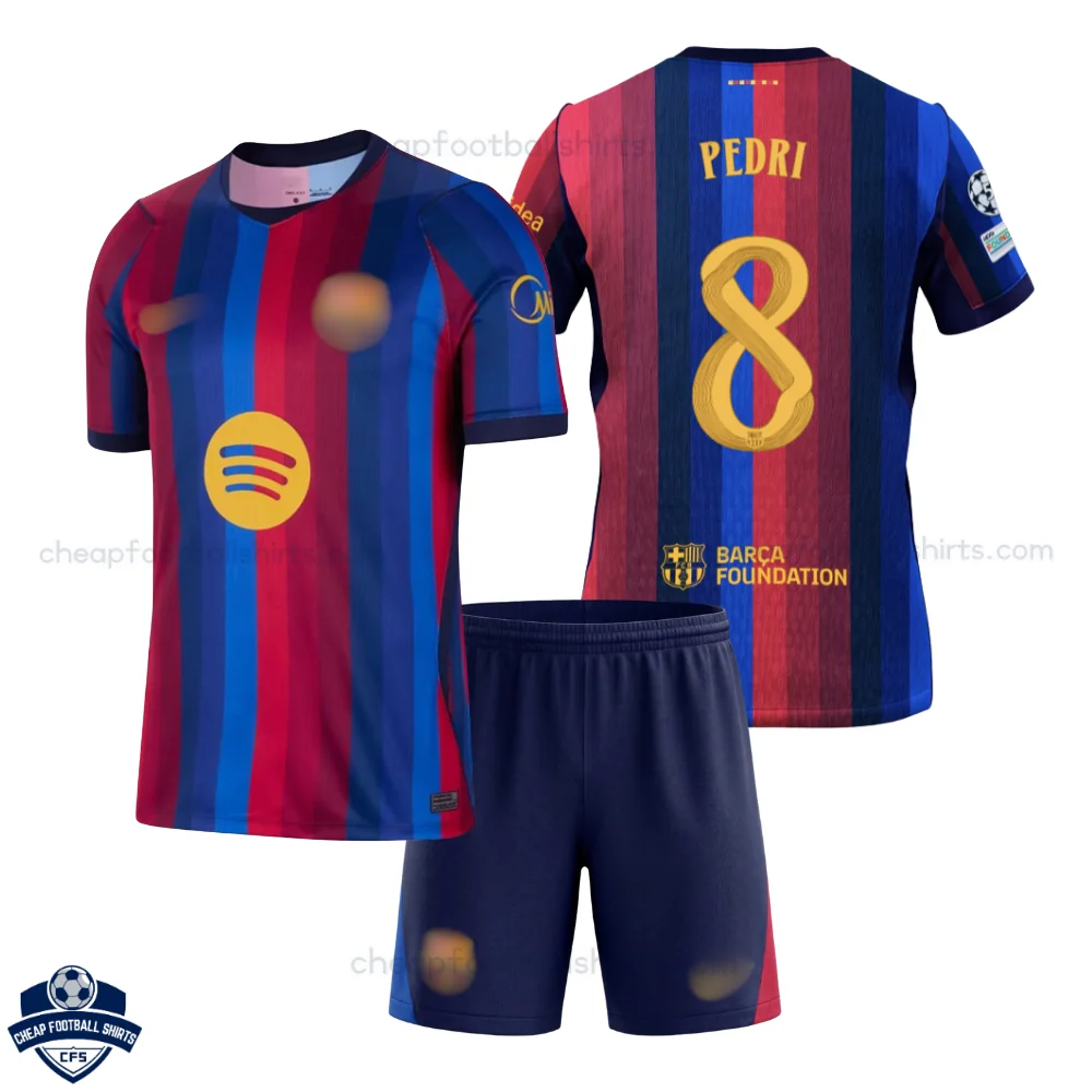 Barcelona Home Kids Cheap Football Kit 2026/27 - PEDRI 8 - Overview